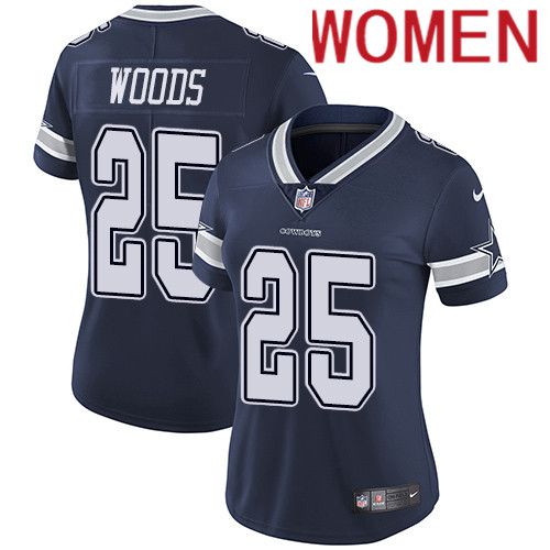 Women Dallas Cowboys #25 Xavier Woods Nike Navy Vapor Limited NFL Jersey->women nfl jersey->Women Jersey